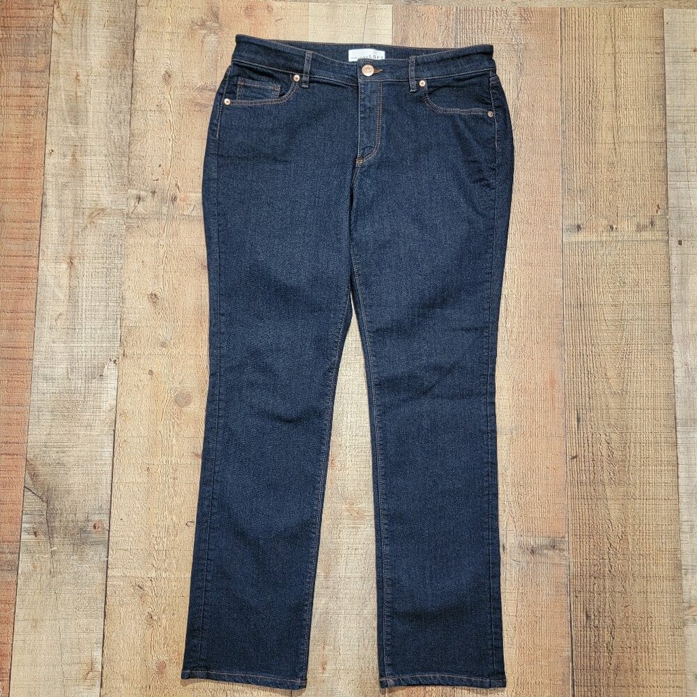 Ann Taylor Loft Curvy Straight Dark Wash Denim Jeans